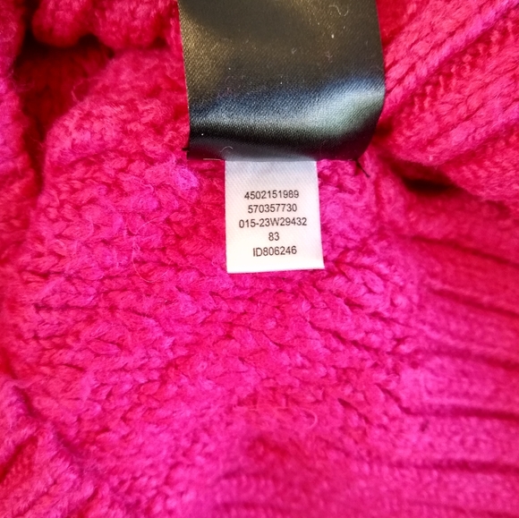 White House Black Market V-Neck Puff Sleeve Cable Pullover Sweater Pink Small - Picture 10 of 11